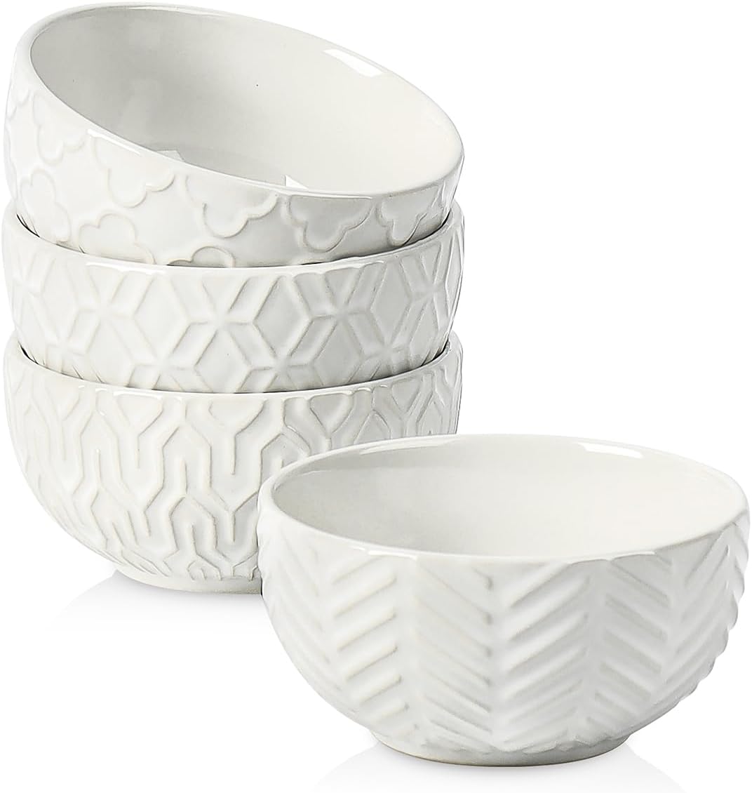 Set of 4 Ceramic Small Bowls (4oz, 3.5 Inch Diameter)