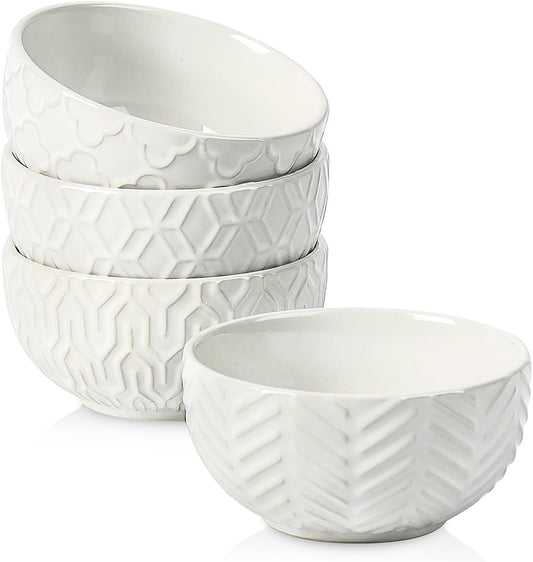 Set of 4 Ceramic Small Bowls (4oz, 3.5 Inch Diameter)