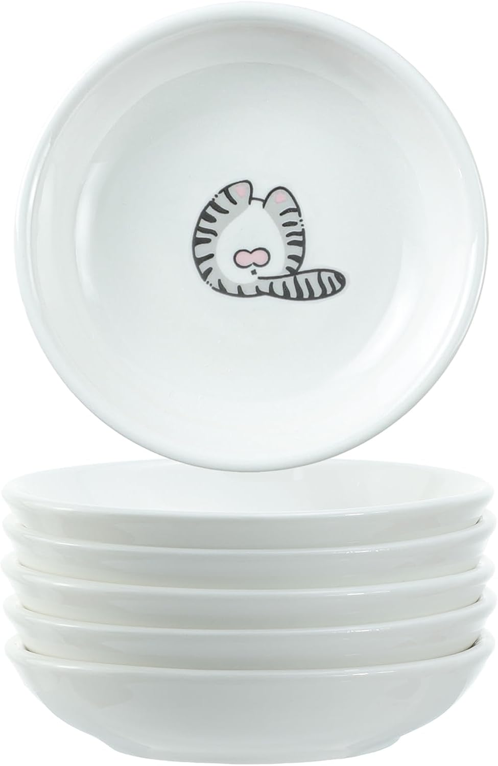 6 - Piece Set of Adorably Fun Cat - Butt Themed Ceramic Dipping Bowls
