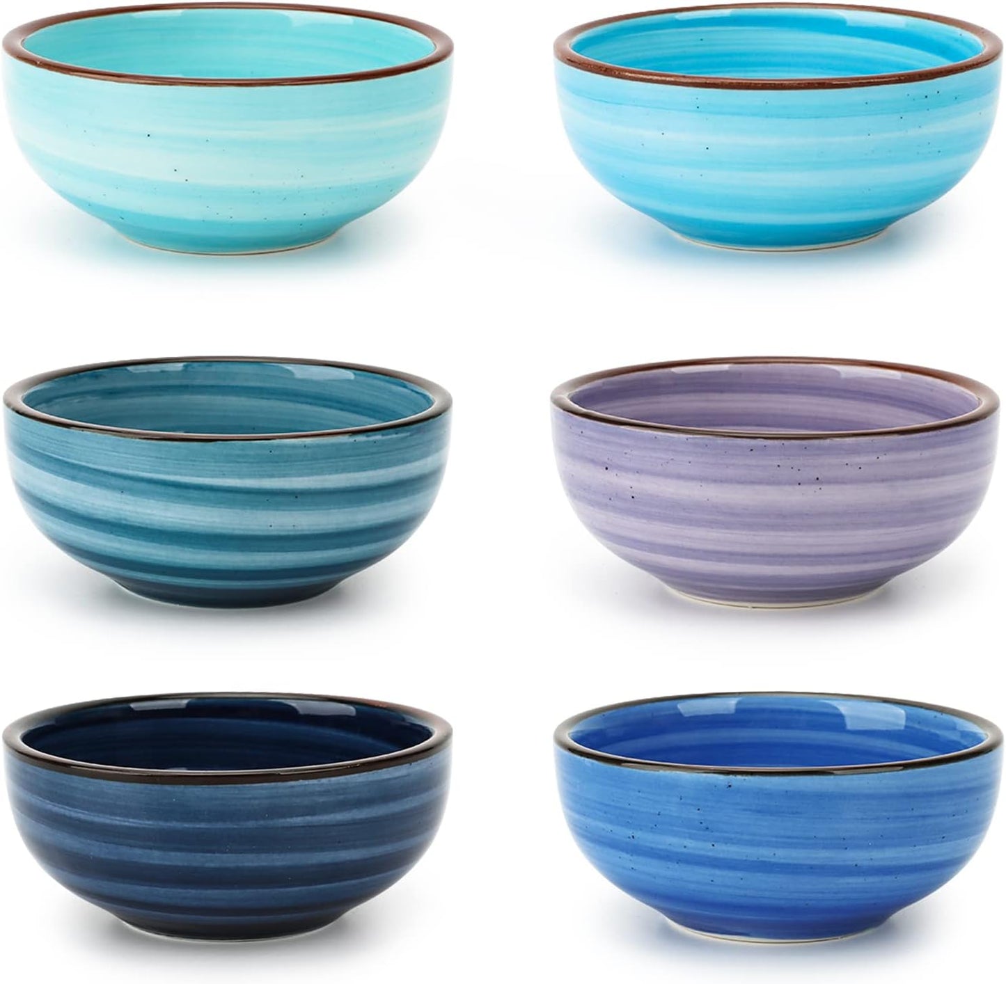 Set of 6 Mini Ceramic Bowls ā 3 Inch Dipping Dishes, Random Colors, Small Condiment & Snack Bowls ā Microwave, Oven, Freezer & Dishwasher Safe