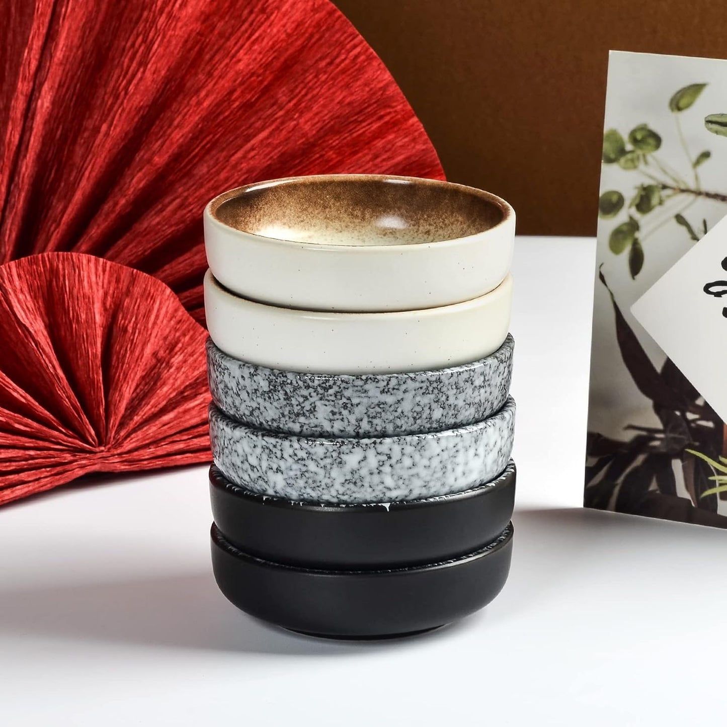 Set of 6 Ceramic Mini Bowls ā 3 Oz Dipping Bowls, Small Snack & Condiment Dishes, Vintage Glaze, Durable & Stackable, Microwave & Dishwasher Safe