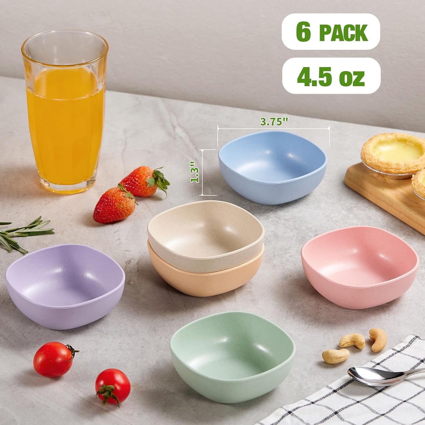 6 Pack Small Colorful Bowls ā 4.5 Oz Mini Dipping Bowls, Snack & Fruit Bowls, Condiment Dishes, Durable & Stackable, Microwave and Dishwasher Safe