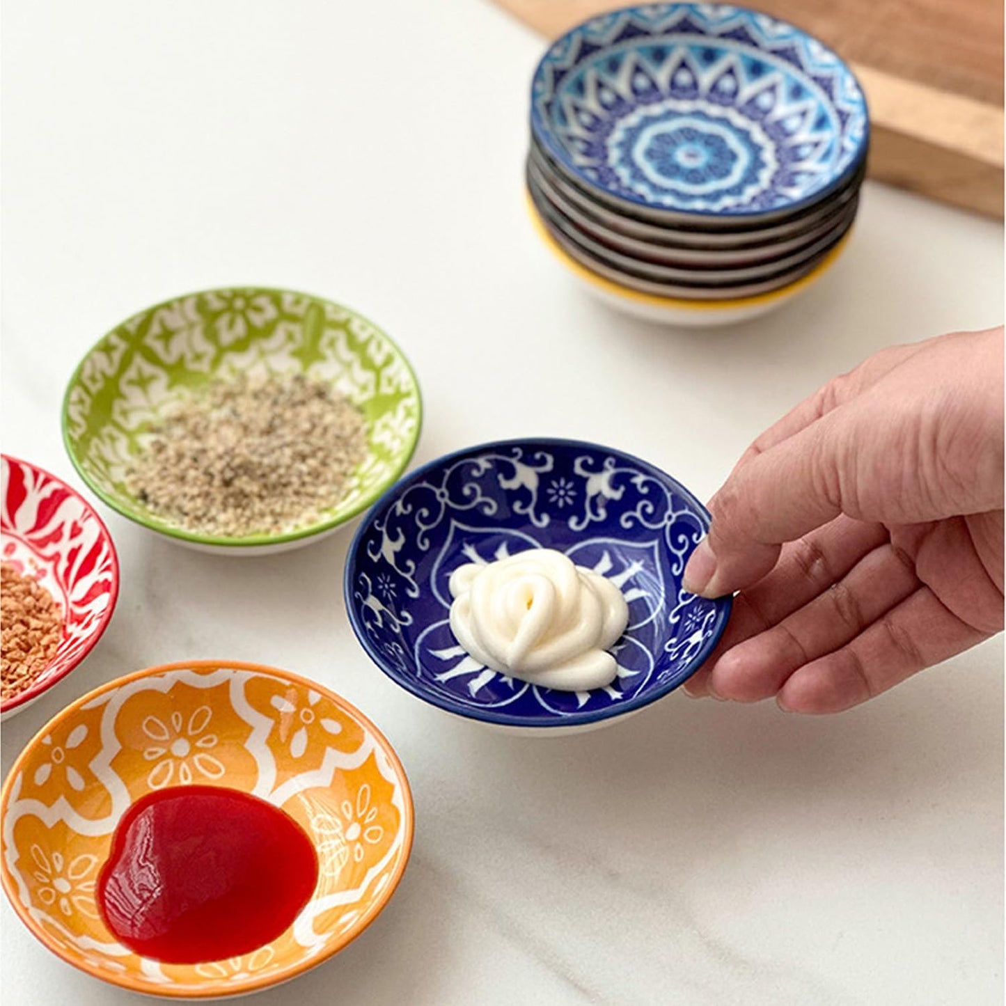 6 Pcs Ceramic Dipping Bowls (Random Colors)