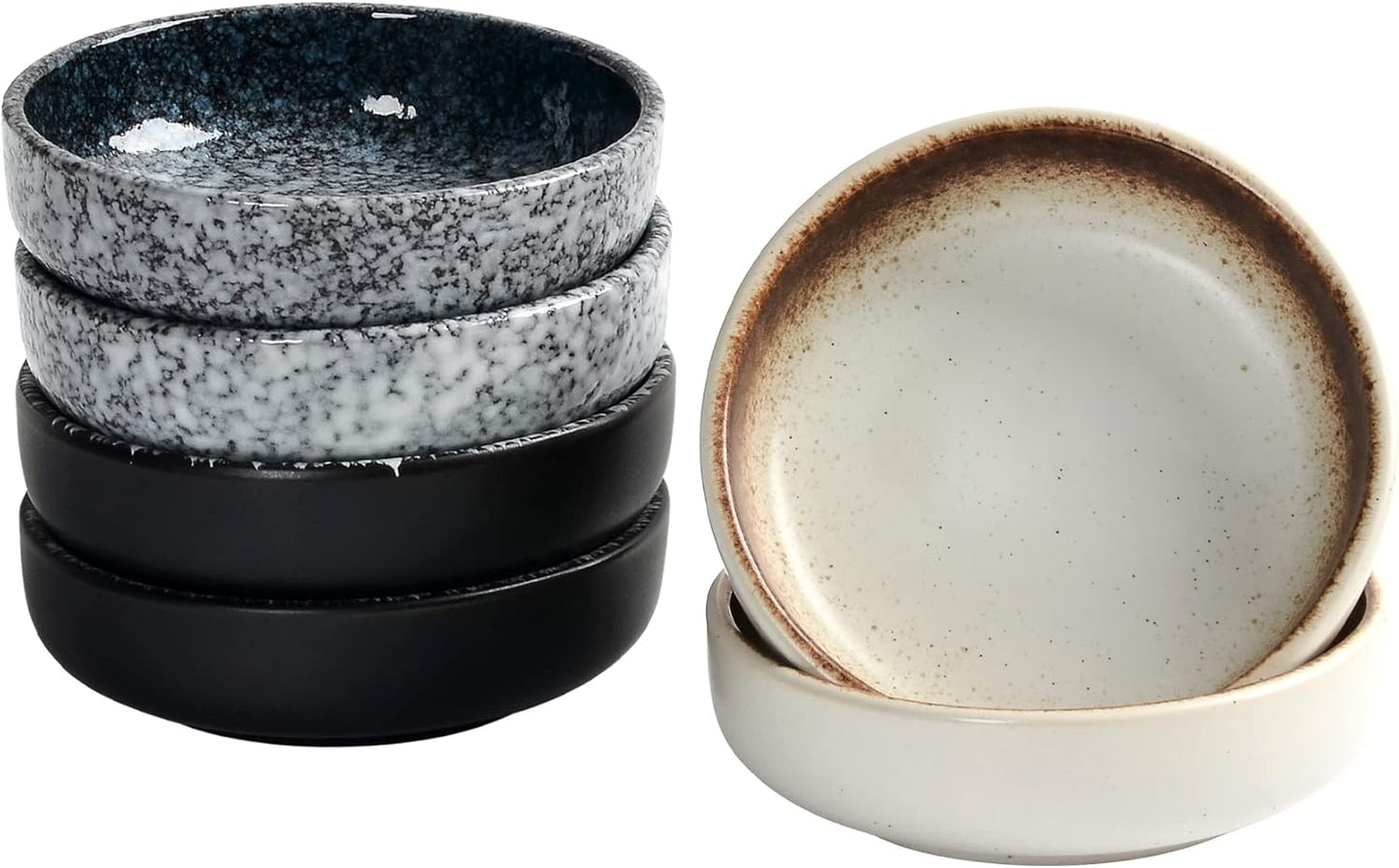 Set of 6 Ceramic Mini Bowls ā 3 Oz Dipping Bowls, Small Snack & Condiment Dishes, Vintage Glaze, Durable & Stackable, Microwave & Dishwasher Safe
