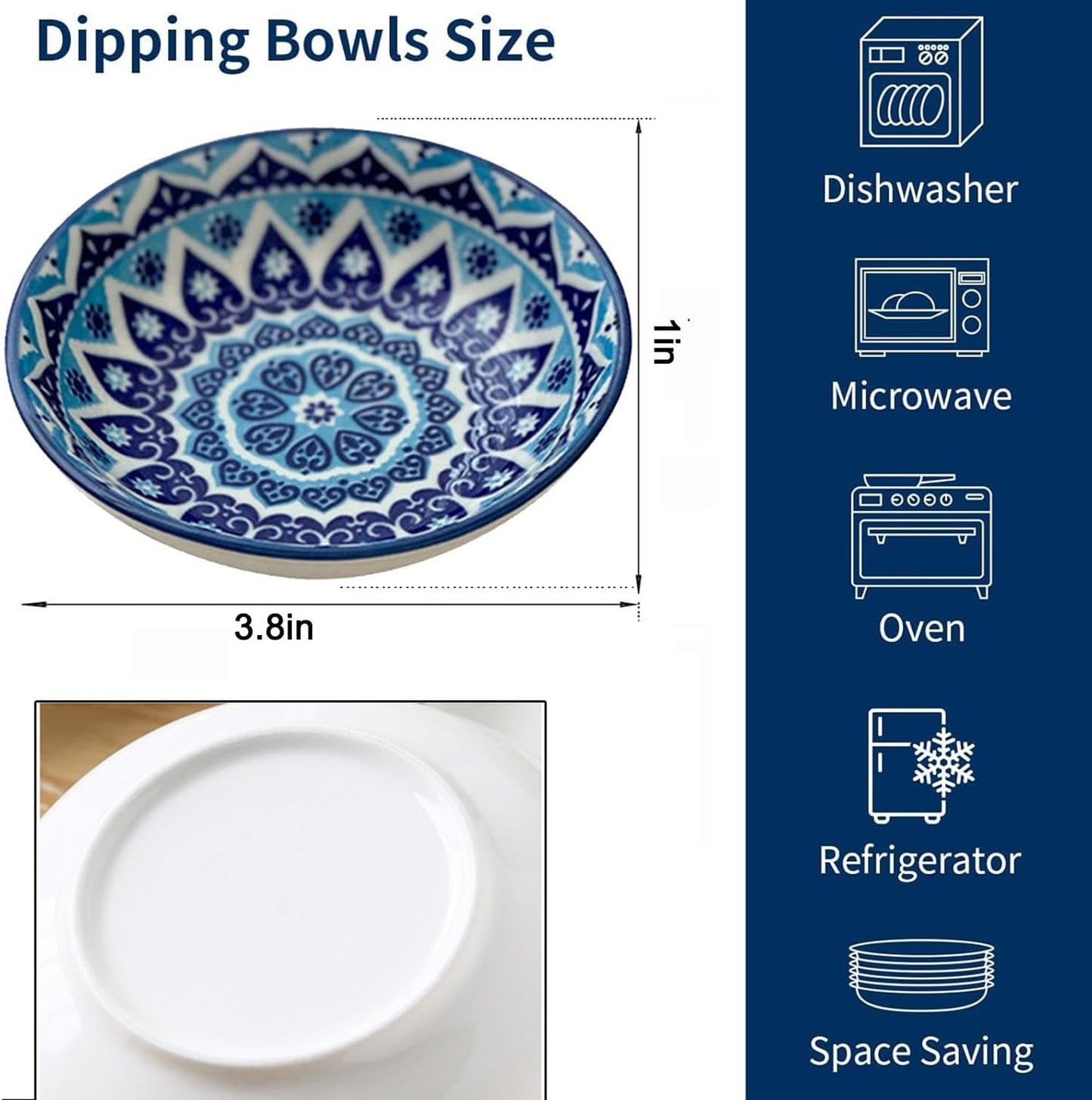 6 Pcs Ceramic Dipping Bowls (Random Colors)