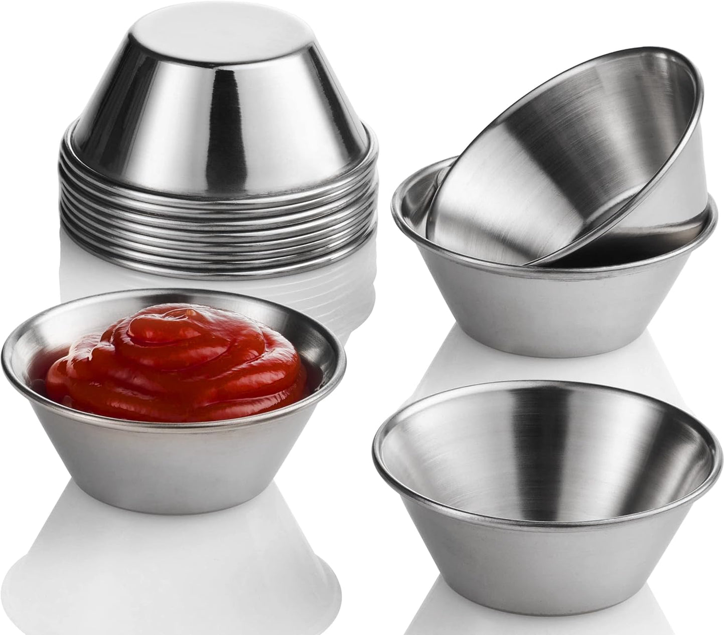 12 - Piece 1.5 - Ounce Stainless Steel Dipping Bowls: Compact & Versatile for Sauces & Snacks