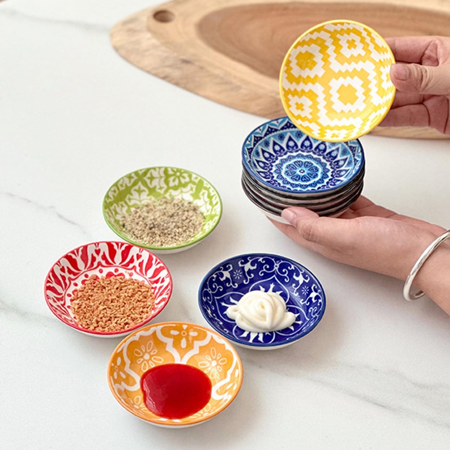 6 Pcs Ceramic Dipping Bowls (Random Colors)
