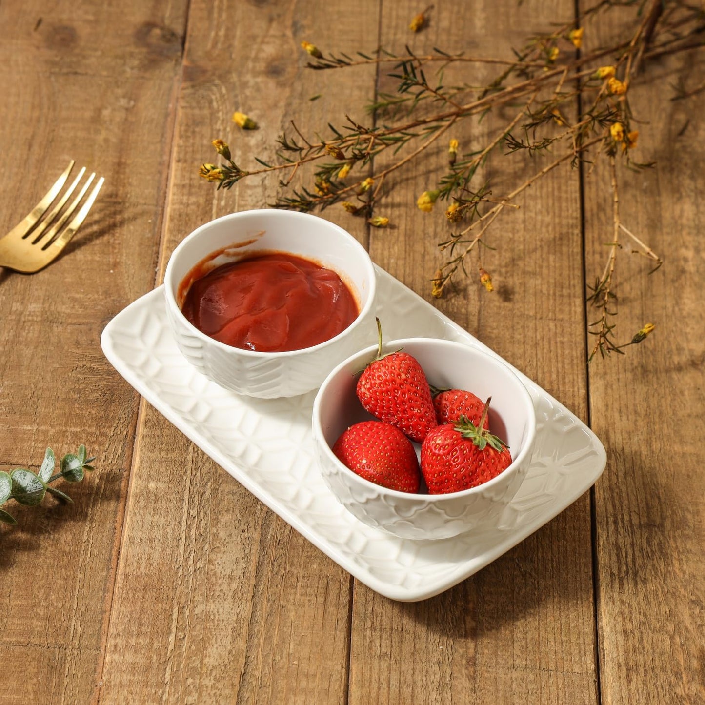 Set of 4 Ceramic Small Bowls (4oz, 3.5 Inch Diameter)