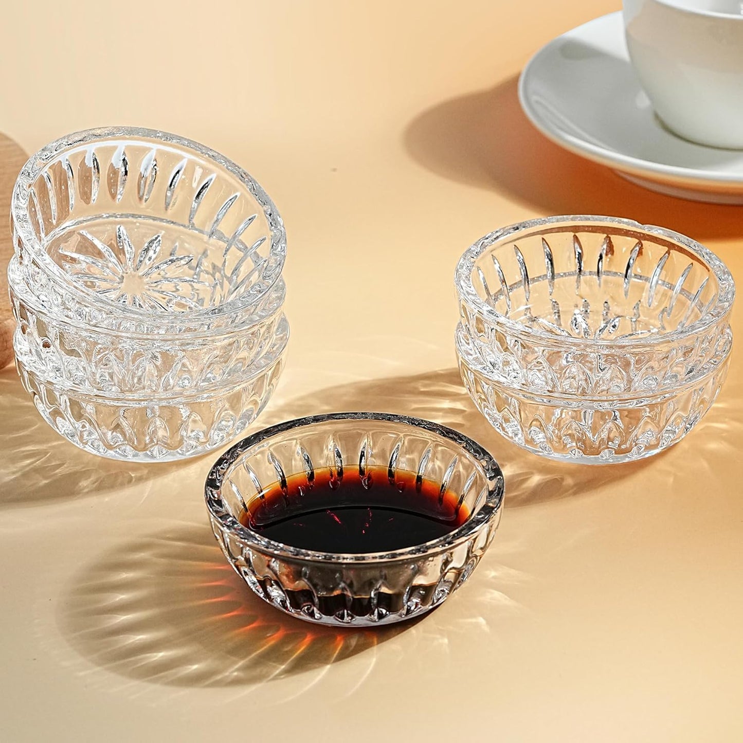 6 - Piece 2 - Ounce Clear Glass Dipping Dishes: Perfect for Sauces & Seasonings