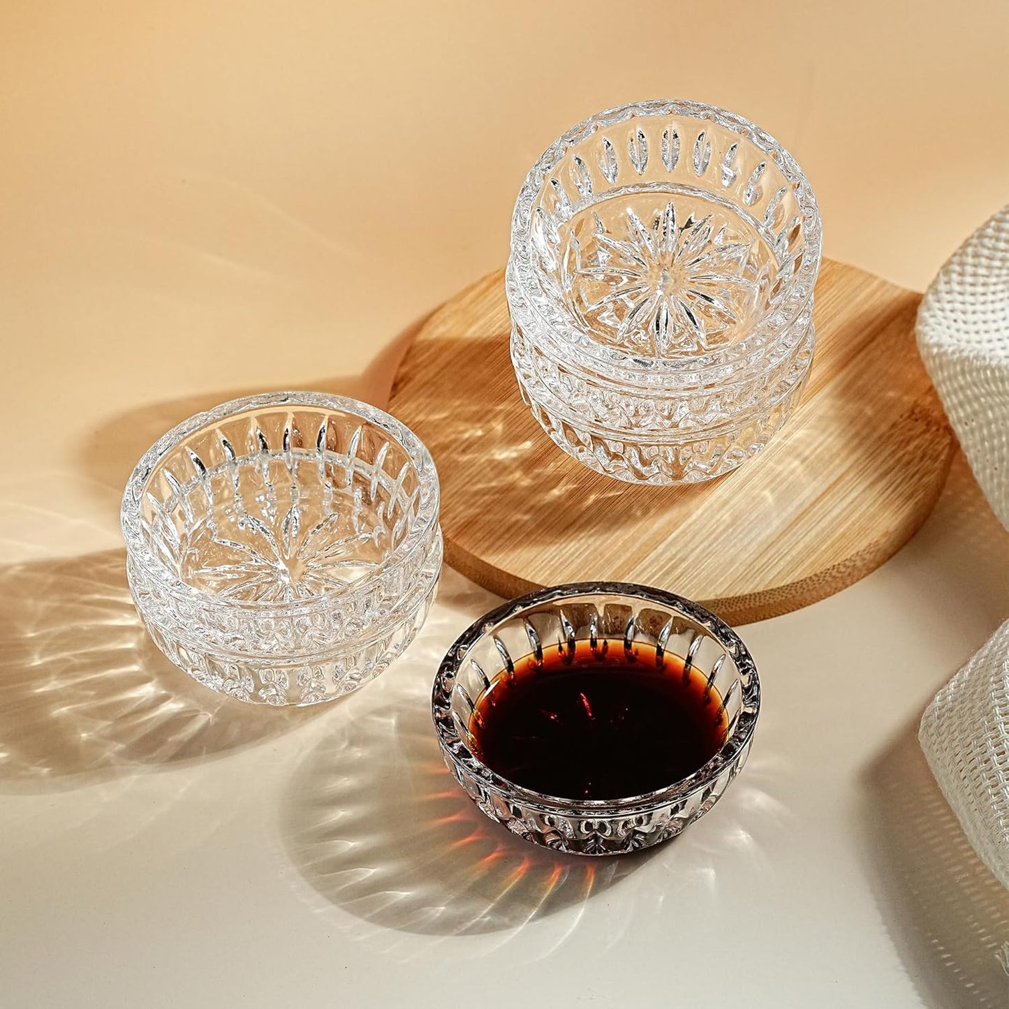 6 - Piece 2 - Ounce Clear Glass Dipping Dishes: Perfect for Sauces & Seasonings