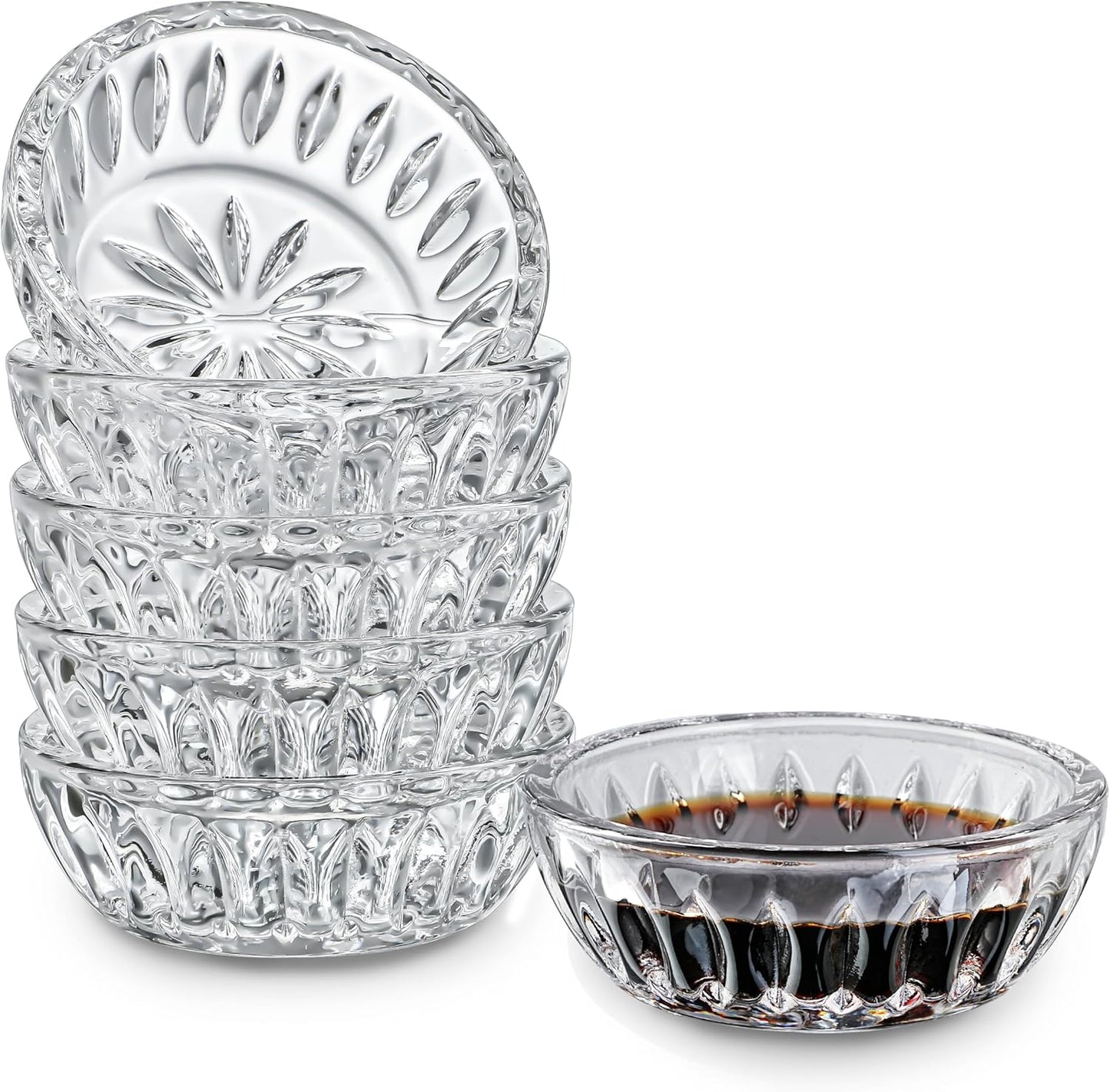 6 - Piece 2 - Ounce Clear Glass Dipping Dishes: Perfect for Sauces & Seasonings