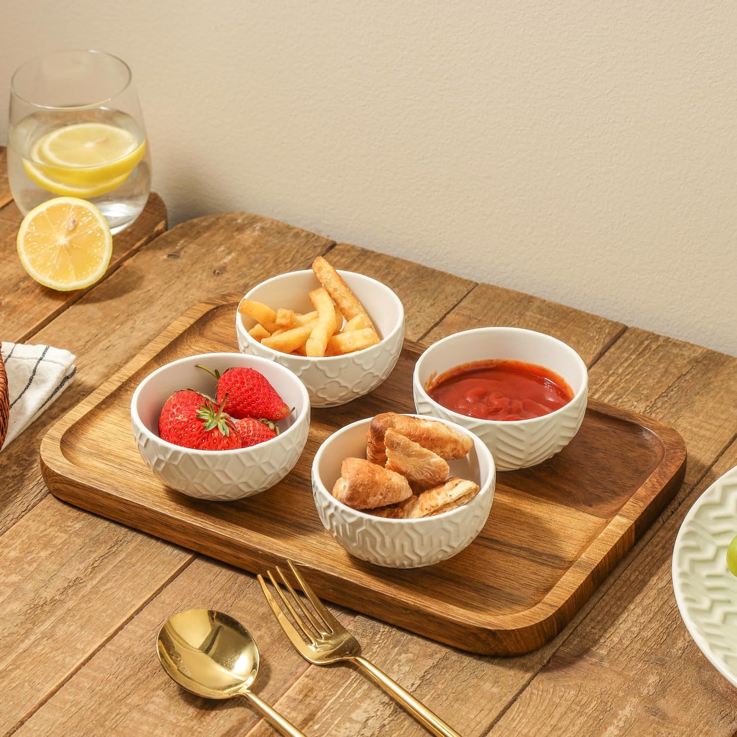 Set of 4 Ceramic Small Bowls (4oz, 3.5 Inch Diameter)