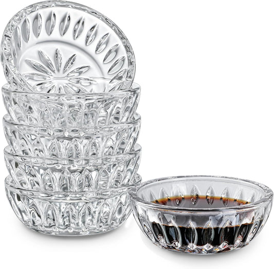 6 - Piece 2 - Ounce Clear Glass Dipping Dishes: Perfect for Sauces & Seasonings