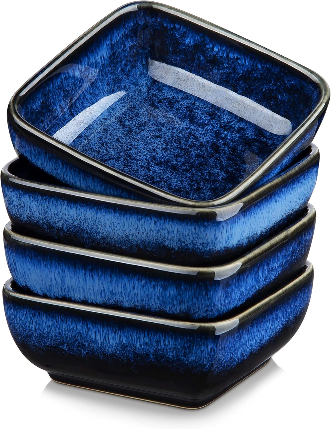 6 Oz Square Ceramic Dipping Bowls – 3.7 Inch Snack & Sauce Dishes, Small Condiment Bowls for Appetizers, Seasonings, Side Dishes – Microwave, Oven, Dishwasher Safe