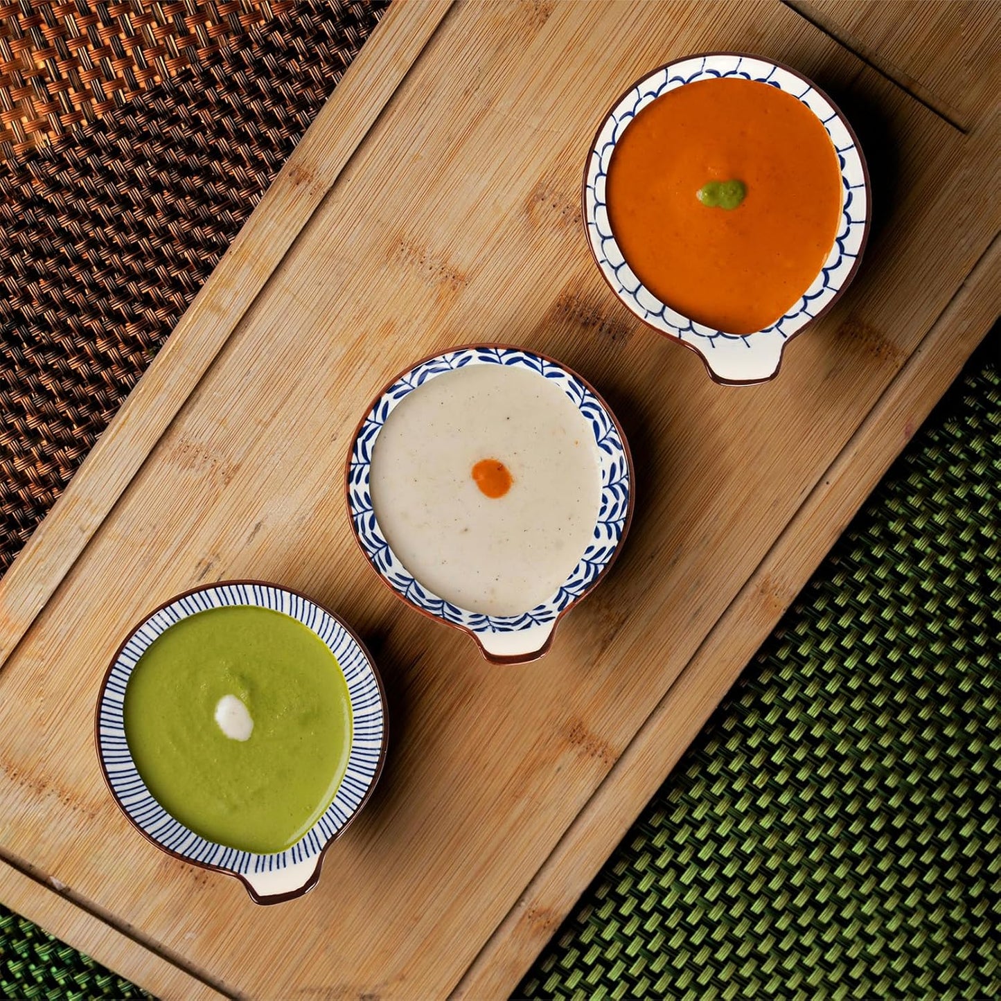 6 - Piece Set of Small Dipping Bowls: 3 - Ounce Ceramic Sauce Dishes with Handles